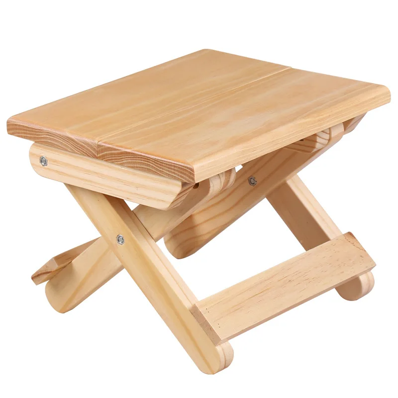 Kids Outdoor Folding Chair - Banquinho dobrável de madeira de pinho