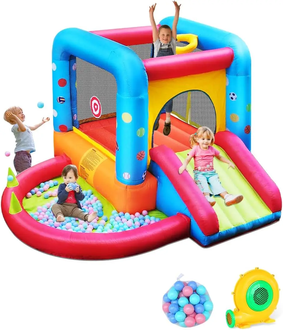 Kids Outdoor Jump House - Castelo Inflável Step4Fun, Escorregador para Crianças,