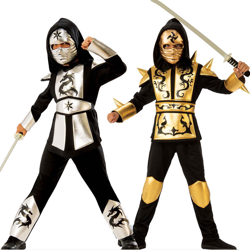 Kids Outdoor Ninja Warrior Course - Crianças ouro tira dragão ninja cosplay