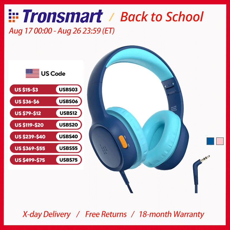 Kids Outdoor Videos - Fones de Ouvido Tronsmart, Headset Infantil