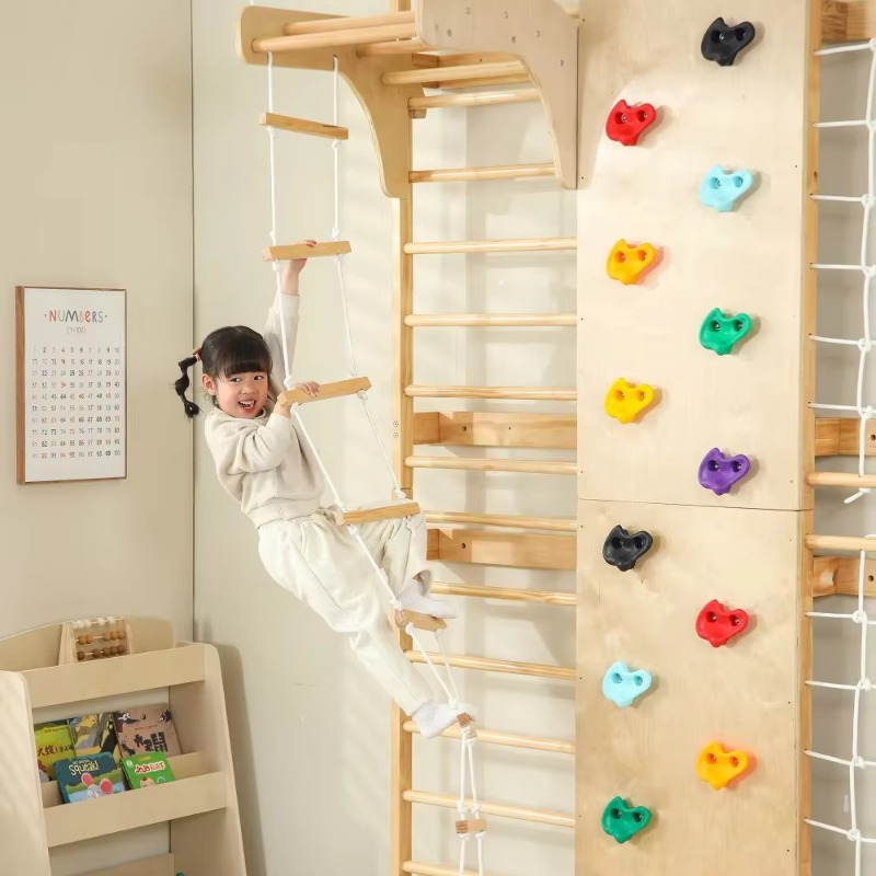 Kids Outdoor Monkey Bars - Escada Sueca de Madeira Sólida para