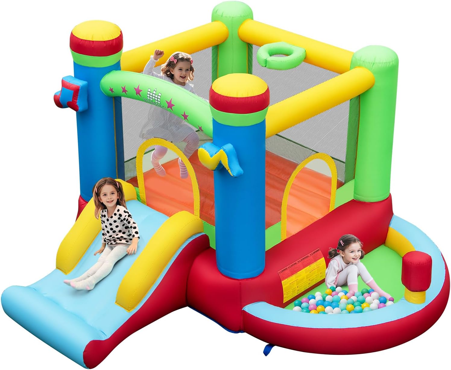 Kids Outdoor Jump House - Castelo Inflável com Piscina de Bolinhas,