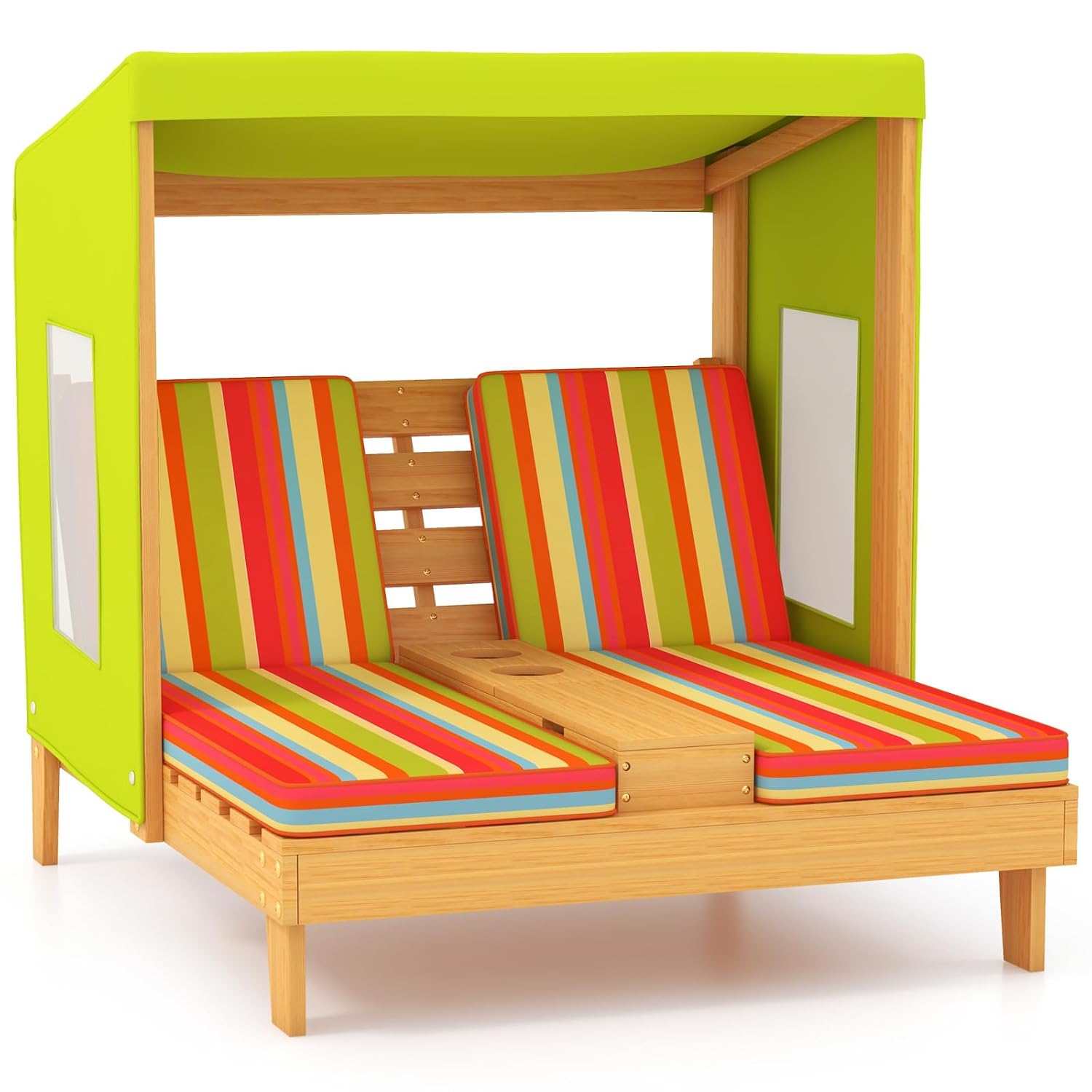 Kids Outdoor Lounge Furniture - Espreguiçadeira Dupla de Madeira para Crianças