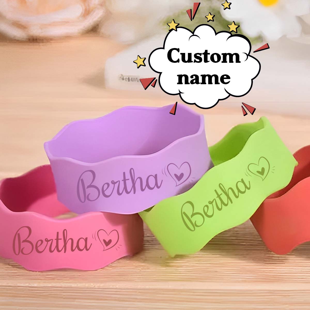 Kids Outdoor Decor - Faixa de Silicone Personalizada para Copo