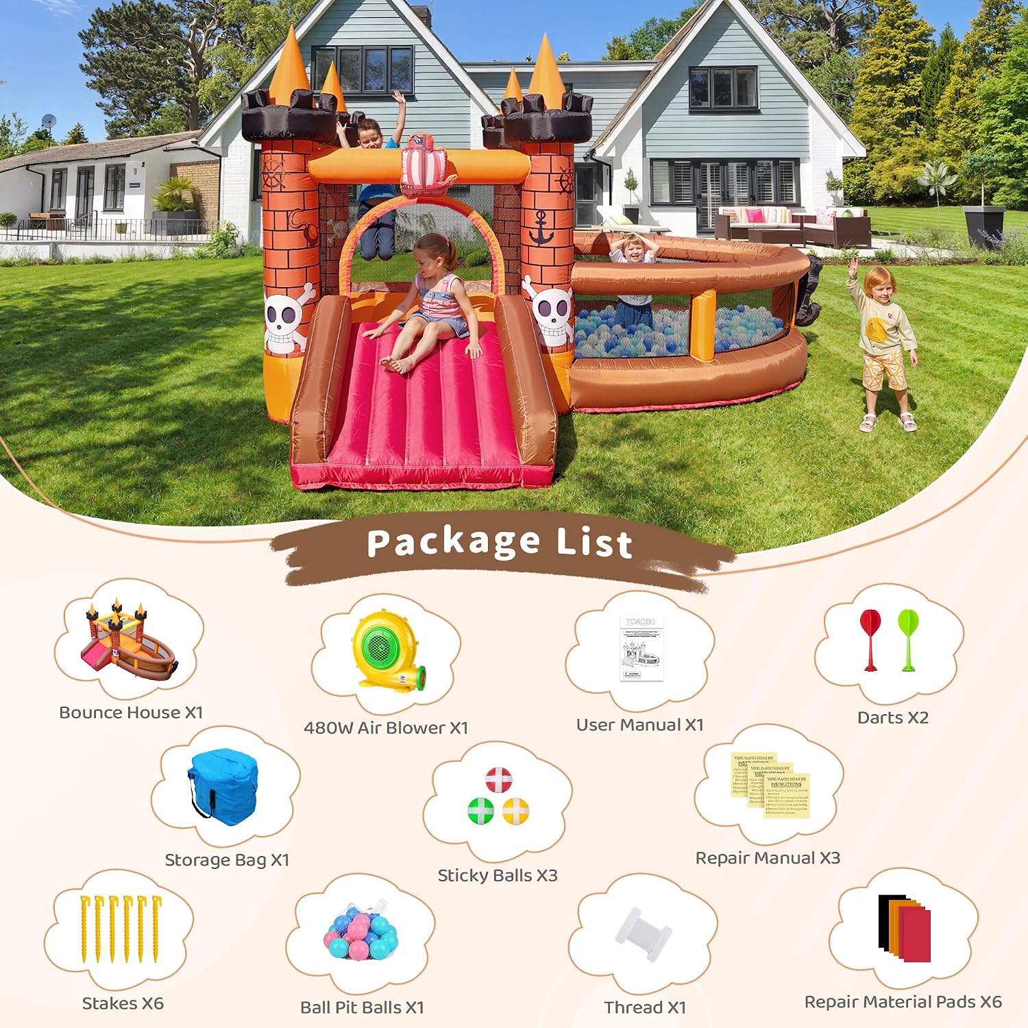 Castelo Inflável para Crianças - Kids Outdoor Jump House avaliação e preço