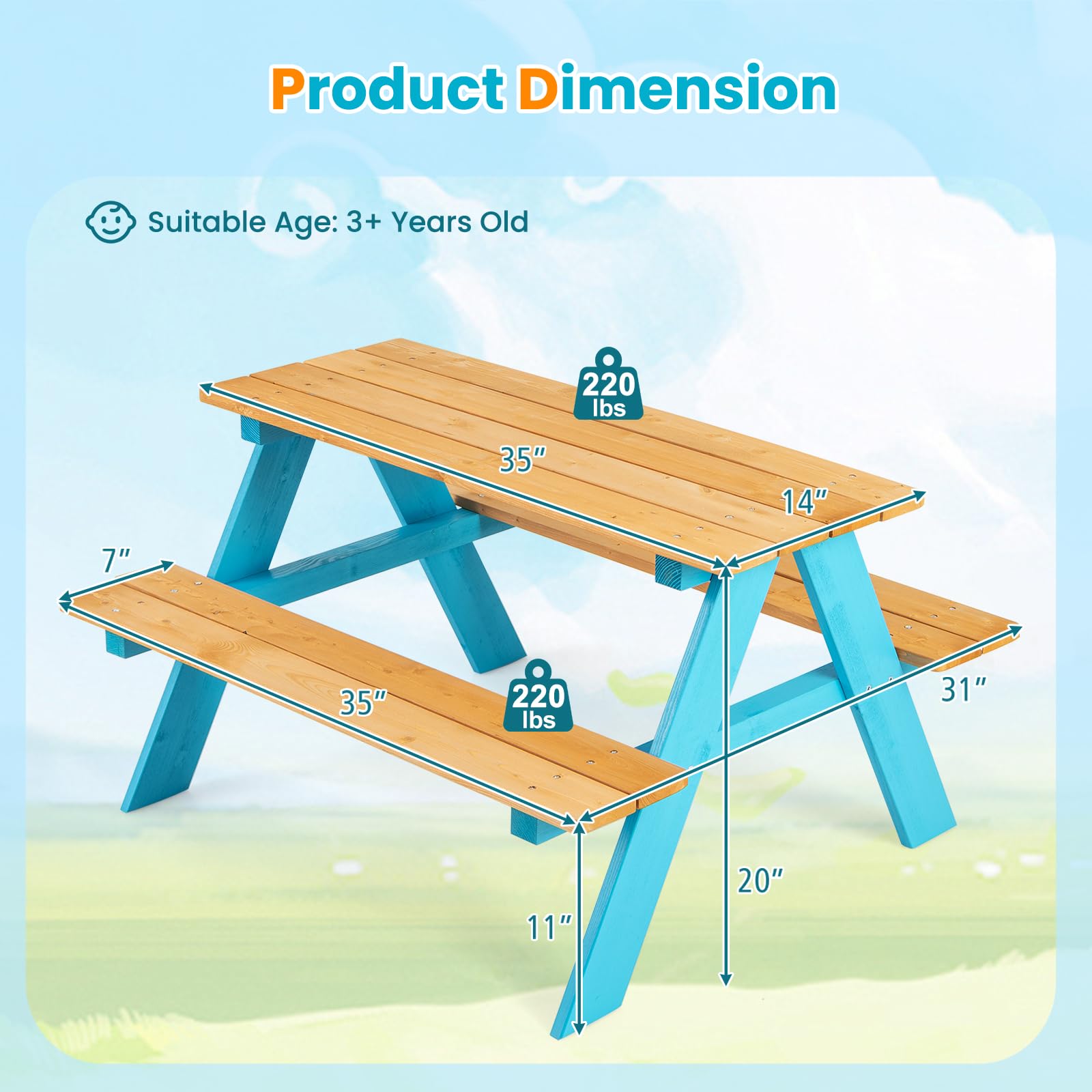 Conjunto de mesa e banco de pi - Kids Outdoor Table And Chair Set avaliação e preço