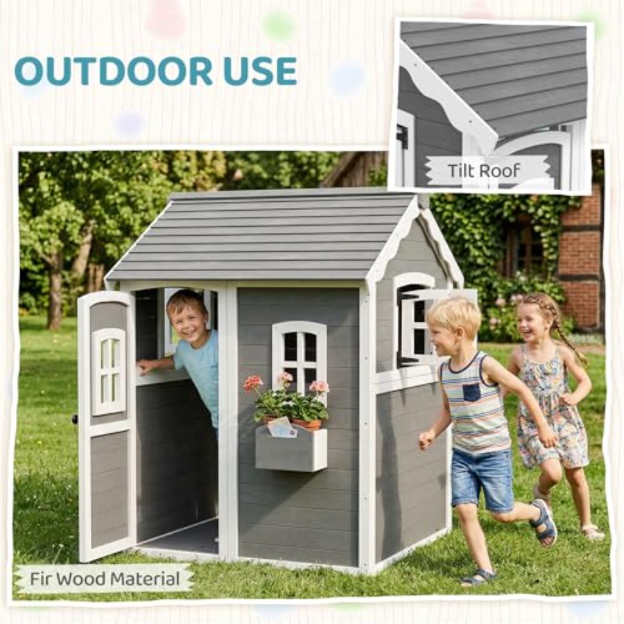 Casa de brinquedo de madeira p - Kids Outdoor Flooring avaliação e preço