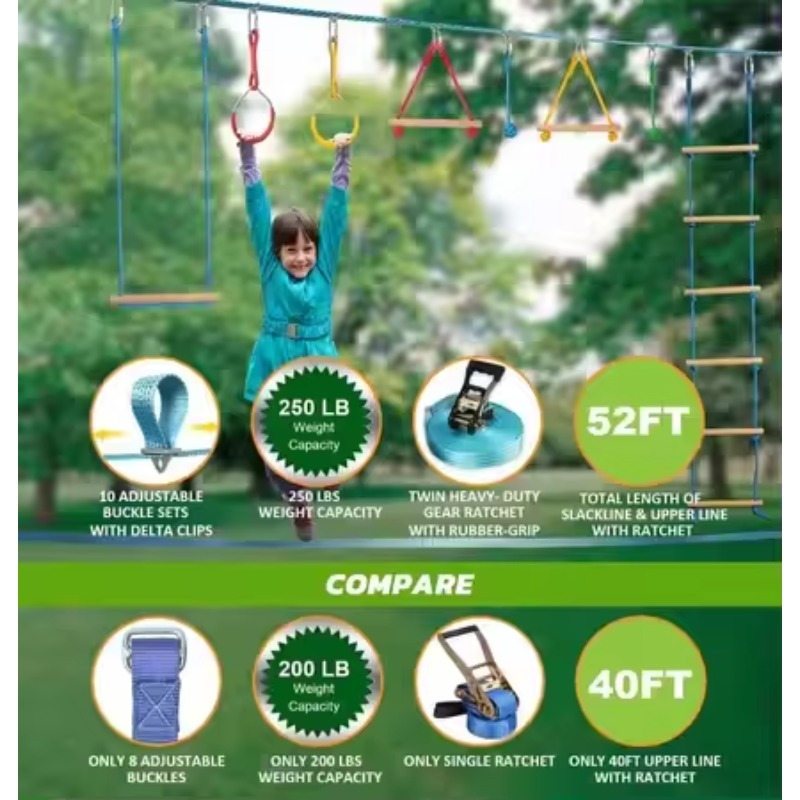 Kit de curso de obstáculo guer - Kids Outdoor Monkey Bars avaliação e preço