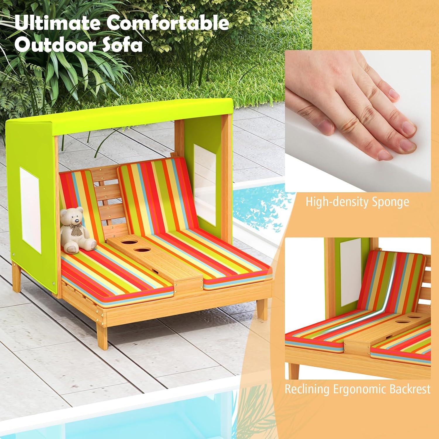 Espreguiçadeira Dupla de Madei - Kids Outdoor Lounge Furniture avaliação e preço