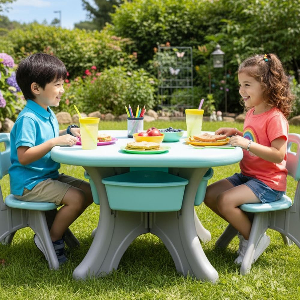 Mesa e Cadeiras Infantis, Conj - Kids Outdoor Table And Chair Set avaliação e preço